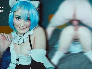 Cat girl Rem seduced Subaru to fuck her tight holes - Anal Cosplay Re Zero Spooky Boogie