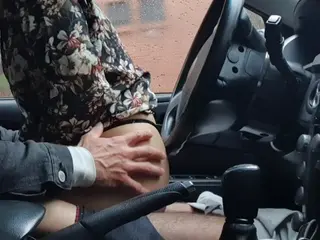 Real risky public fuck in the car before lunch - FULL VIDEO