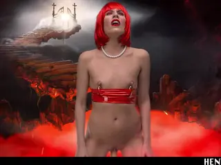 Eveline Dellai Goes to Hell - Feet Bukkake Punishment & Machine Dildo Fucking Until She Cums